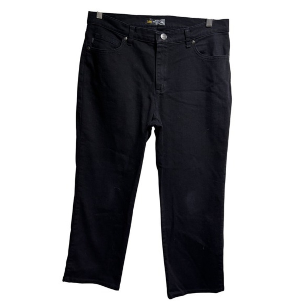 Lee Relaxed Fit Straight Leg Mid Rise Black Denim Jeans Woman's Size 10 short